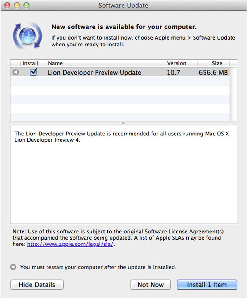 latest update for mac os x lion